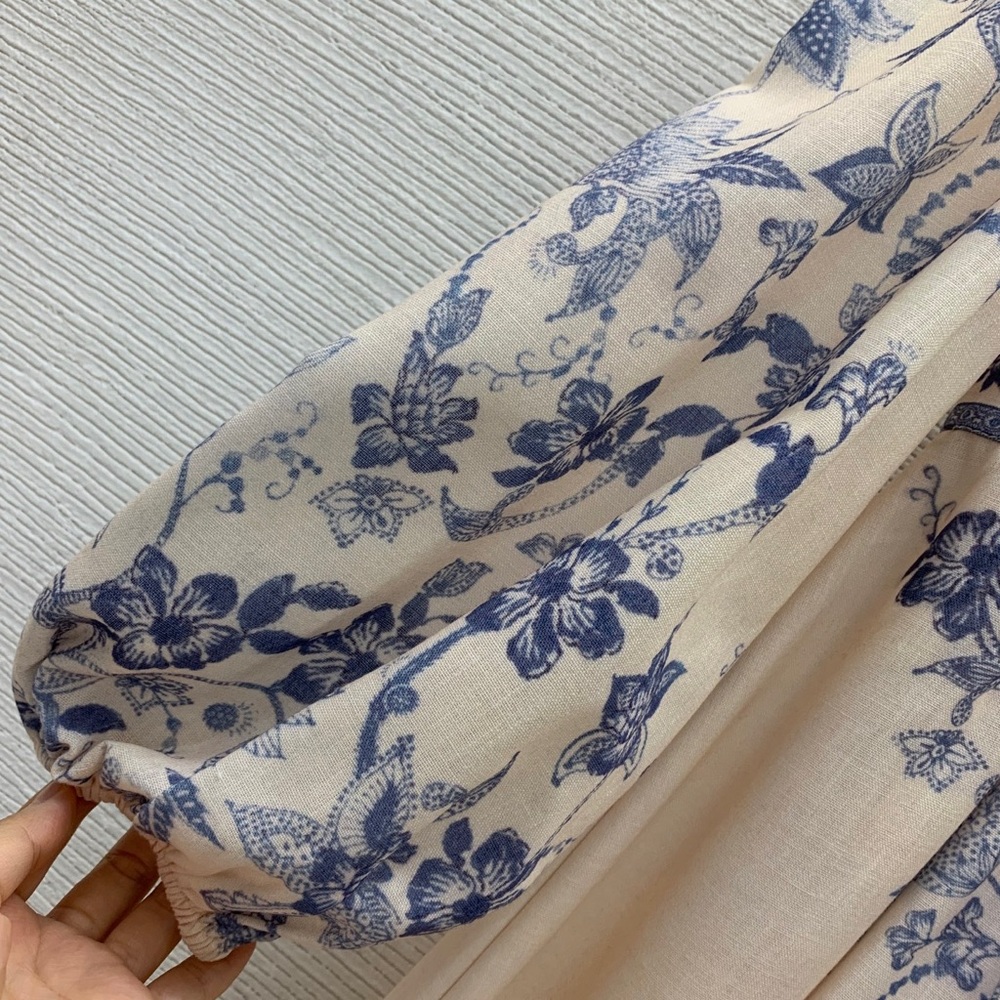 Zimmermann Beige Dress with Blue Floral Embroidery - Picture 5 of 9
